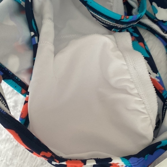 Eco Beach One Piece Swimsuit Size M Blue Red White - Picture 6 of 9